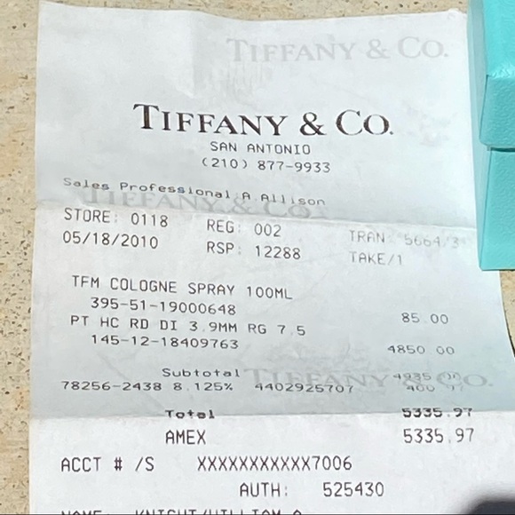 AUTHENTIC TIFFANY & CO 950 PLATINUM & DIAMOND WEDDING BAND - Picture 7 of 11